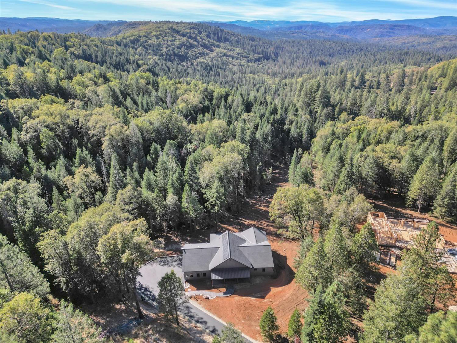 Aerial photo of custom home on Harmony Ridge with view